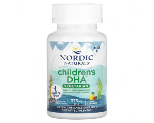 Детское здоровье Nordic Naturals, ДГК для детей, для детей от 3 лет, ягодный лимонад, 375 мг, 120 жевательных мягких таблеток Детское здоровье Nordic Naturals, ДГК для детей, для детей от 3 лет, ягодный лимонад, 375 мг, 120 жевательных мягких таблеток