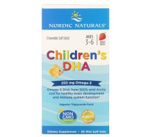 Nordic Naturals, Children's DHA, клубника, 250 мг, 90 мягких миникапсул