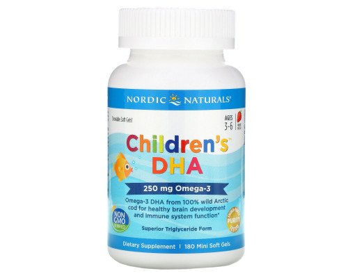 Nordic Naturals Детская ДГК Клубника 180 жевательных желатиновых капсул Nordic Naturals Детская ДГК Клубника 180 жевательных желатиновых капсул