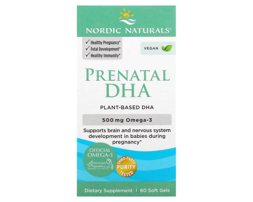Nordic Naturals, Prenatal DHA, 500 mg, 60 Soft Gels Nordic Naturals, Prenatal DHA, 500 mg, 60 Soft Gels