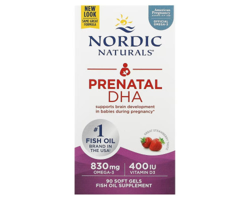 Nordic Naturals Пренатальный DHA Клубника 500 мг 90 Гелиевых Капсул Nordic Naturals Пренатальный DHA Клубника 500 мг 90 Гелиевых Капсул