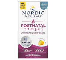 Nordic Naturals Постнатальный Омега-3 Лимон 650 мг 60 Гелиевых Капсул