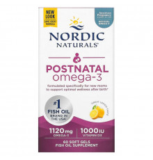 Nordic Naturals Постнатальный Омега-3 Лимон 650 мг 60 Гелиевых Капсул
