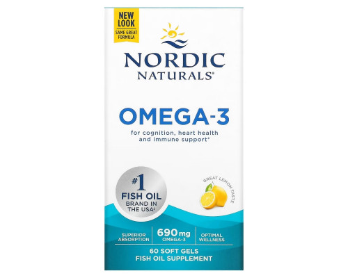 Nordic Naturals Омега-3 очищенный рыбий жир со вкусом лимона 1000 мг 60 мягких капсул Nordic Naturals Омега-3 очищенный рыбий жир со вкусом лимона 1000 мг 60 мягких капсул