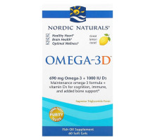 Nordic Naturals Омега-3D лимонный 1000 мг 60 мягких капсул