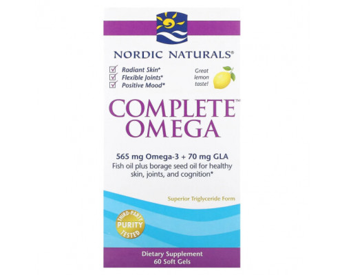 Рыбий жир и Омега 3, 6, 9 Nordic Naturals, Complete Omega, лимон, 60 мягких таблеток Рыбий жир и Омега 3, 6, 9 Nordic Naturals, Complete Omega, лимон, 60 мягких таблеток