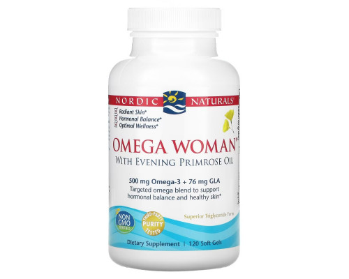 Nordic Naturals, Omega Woman, с маслом примулы, 830 мг, 120 гелевых капсул Nordic Naturals, Omega Woman, с маслом примулы, 830 мг, 120 гелевых капсул