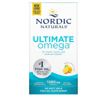 Nordic Naturals, Ultimate Omega, со вкусом лимона, 1,280 мг, 60 желатиновых капсул