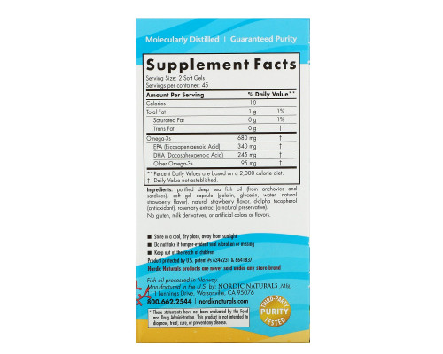 Nordic Naturals Ultimate Omega Junior 500 mg 90 Chewable Soft Gels