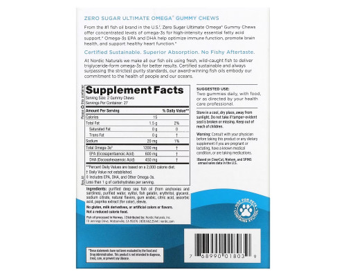 Nordic Naturals, Ultimate Omega, Tropical Fruit, 600 mg, 54 Gummy Chews Nordic Naturals, Ultimate Omega, Tropical Fruit, 600 mg, 54 Gummy Chews