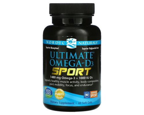 Nordic Naturals Ultimate Омега 3 спорт 1000 мг 60 мягких капсул Nordic Naturals Ultimate Омега 3 спорт 1000 мг 60 мягких капсул
