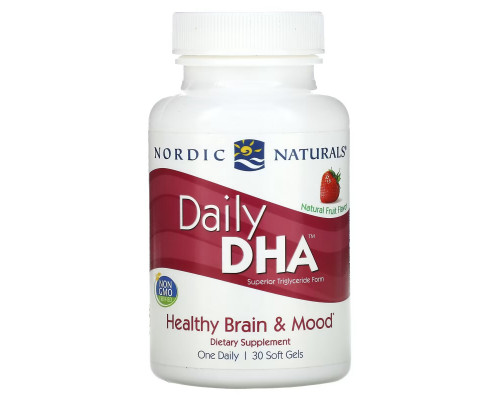 Nordic Naturals Daily DHA со вкусом клубники 1000 мг 30 мягких капсул Nordic Naturals Daily DHA со вкусом клубники 1000 мг 30 мягких капсул