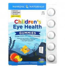 Для глаз Nordic Naturals, жевательные мармеладки для здоровья глаз, для детей от 2 до 12 лет, со вкусом клубничного лимонада, 30 жевательных мармеладок