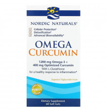Nordic Naturals, Омега Куркумин, 60 Гелиевых Капсул