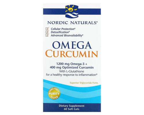 Nordic Naturals, Омега Куркумин, 60 Гелиевых Капсул