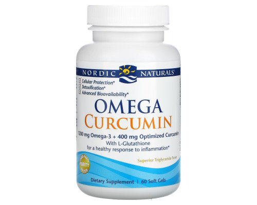 Nordic Naturals, Омега Куркумин, 60 Гелиевых Капсул