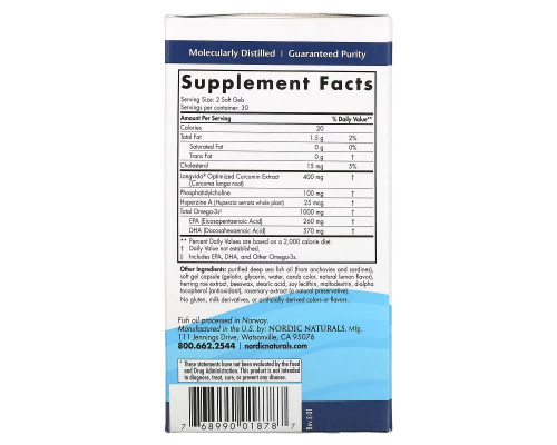 Nordic Naturals, Omega Memory with Curcumin, 975 mg, 60 Soft Gels Nordic Naturals, Omega Memory with Curcumin, 975 mg, 60 Soft Gels