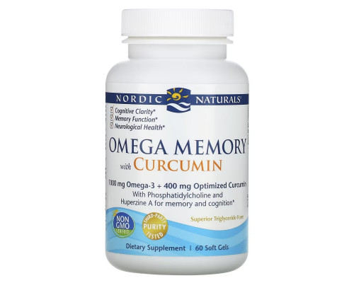 Nordic Naturals, Omega Memory with Curcumin, 975 mg, 60 Soft Gels Nordic Naturals, Omega Memory with Curcumin, 975 mg, 60 Soft Gels