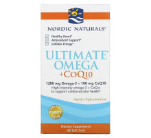Nordic Naturals, Ultimate Omega + CoQ10, 1000 мг, 60 жевательных капсул