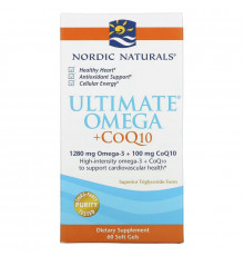 Nordic Naturals, Ultimate Omega + CoQ10, 1000 мг, 60 жевательных капсул