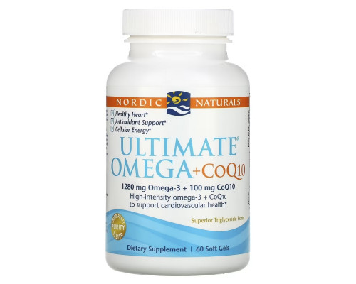 Nordic Naturals, Ultimate Omega + CoQ10, 1000 мг, 60 жевательных капсул Nordic Naturals, Ultimate Omega + CoQ10, 1000 мг, 60 жевательных капсул