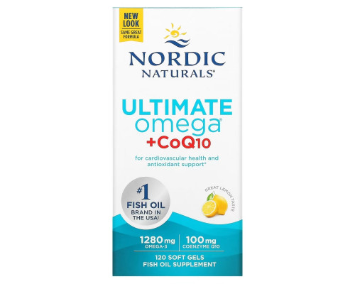 Nordic Naturals, Конечный Омега + Коэнзим Q10, 1000 мг, 120 Гелиевых Капсул Nordic Naturals, Конечный Омега + Коэнзим Q10, 1000 мг, 120 Гелиевых Капсул