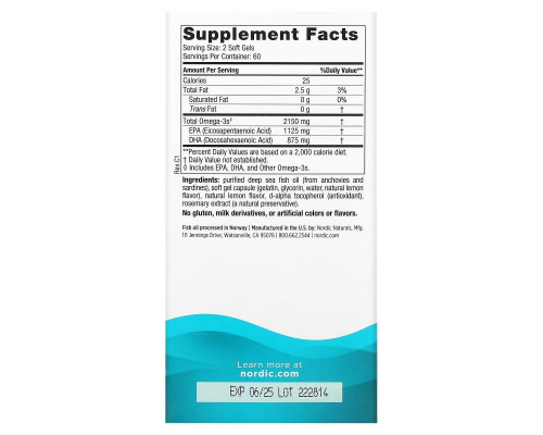 Nordic Naturals, Ultimate Omega 2X, 2150 мг, 120 капсул Nordic Naturals, Ultimate Omega 2X, 2150 мг, 120 капсул