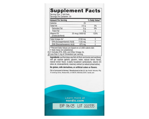Nordic Naturals, Ultimate Omega 2X с витамином D3, вкус лимона, 60 мягких капсул Nordic Naturals, Ultimate Omega 2X с витамином D3, вкус лимона, 60 мягких капсул