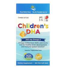 Nordic Naturals, Для детей, ДГК, клубника, 360 мягких мини-таблеток