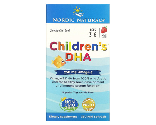 Nordic Naturals, Для детей, ДГК, клубника, 360 мягких мини-таблеток Nordic Naturals, Для детей, ДГК, клубника, 360 мягких мини-таблеток