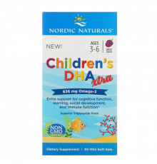 Nordic Naturals, Children's DHA Xtra, Ягодный пунш, 636 мг, 90 мягких мини-таблеток