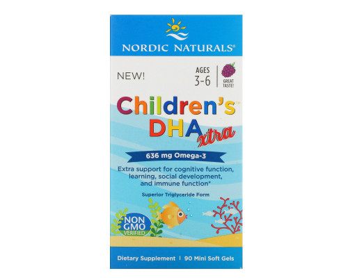 Nordic Naturals, Children's DHA Xtra, Ягодный пунш, 636 мг, 90 мягких мини-таблеток Nordic Naturals, Children's DHA Xtra, Ягодный пунш, 636 мг, 90 мягких мини-таблеток