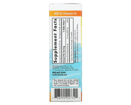 Nordic Naturals Baby's Vitamin D3 0.36 fl oz (11 ml) Nordic Naturals Baby's Vitamin D3 0.36 fl oz (11 ml)