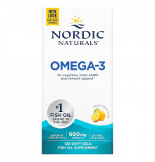 Nordic Naturals Омега-3 очищенный рыбий жир со вкусом лимона 690 мг 120 мягких капсул