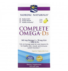 Nordic Naturals Полный комплекс Омега-3-6-9-D лимон 1000 мг 120 гелевых капсул