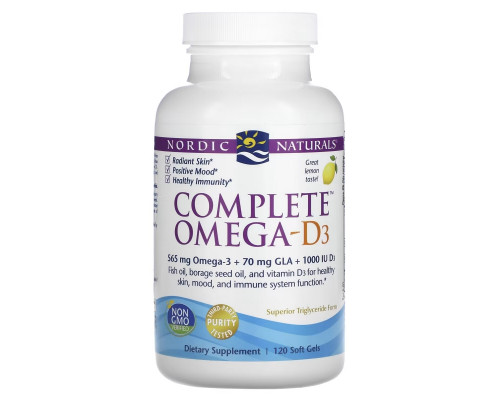 Nordic Naturals Полный комплекс Омега-3-6-9-D лимон 1000 мг 120 гелевых капсул Nordic Naturals Полный комплекс Омега-3-6-9-D лимон 1000 мг 120 гелевых капсул