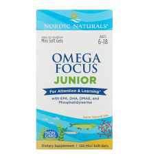 Nordic Naturals, Omega Focus Junior, 120 маленьких мягких капсул