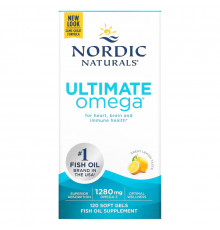 Nordic Naturals, Ultimate Omega, лимон, 1,280 мг, 120 желатиновых капсул