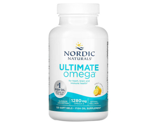 Nordic Naturals, Ultimate Omega, лимон, 1,280 мг, 120 желатиновых капсул Nordic Naturals, Ultimate Omega, лимон, 1,280 мг, 120 желатиновых капсул
