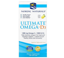 Nordic Naturals Ultimate Omega-D3 с лимоном 1000 мг 120 гелевых капсул