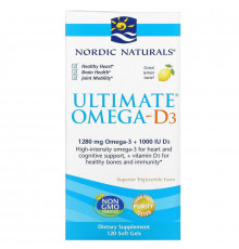 Nordic Naturals Ultimate Omega-D3 с лимоном 1000 мг 120 гелевых капсул