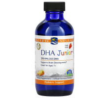 Nordic Naturals, DHA Junior, Великолепно для детей 3+, Со вкусом клубники, 4 ж. унц.(119 мл)