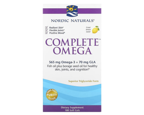 Nordic Naturals Комплекс омега со вкусом лимона 1000 мг 180 желатиновых капсул Nordic Naturals Комплекс омега со вкусом лимона 1000 мг 180 желатиновых капсул