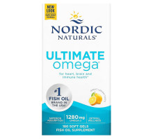 Nordic Naturals, Ultimate Omega, вкус лимона, 1,280 мг, 180 мягких капсул