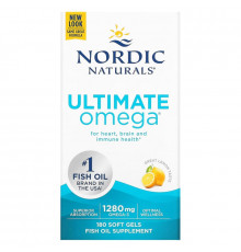 Nordic Naturals, Ultimate Omega, вкус лимона, 1,280 мг, 180 мягких капсул