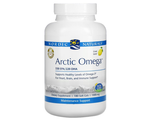 Nordic Naturals, Arctic Omega, Lemon Flavor, 1000 mg, 180 Soft Gels Nordic Naturals, Arctic Omega, Lemon Flavor, 1000 mg, 180 Soft Gels