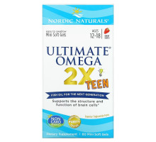 Nordic Naturals, Ultimate Omega 2X Teen, Ages 12-18, Strawberry, 60 Mini Soft Gels