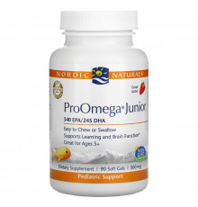 Nordic Naturals, ProOmega Junior, Strawberry, 500 mg, 90 Soft Gels