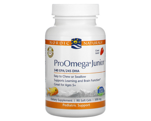 Nordic Naturals, ProOmega Junior, Strawberry, 500 mg, 90 Soft Gels Nordic Naturals, ProOmega Junior, Strawberry, 500 mg, 90 Soft Gels