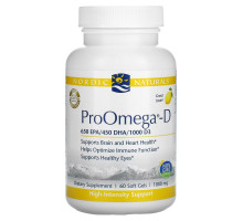 Nordic Naturals, ПроОмега-D, Ароматизатор Лимона, 1000 мг, 60 Капсул